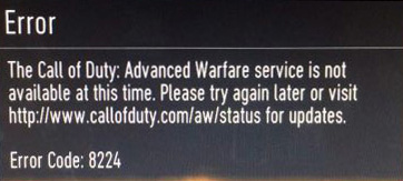 Error Code: 8224 on Call of Duty: Advanced Warfare