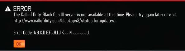 A B C Error Messages In Call Of Duty Black Ops Iii